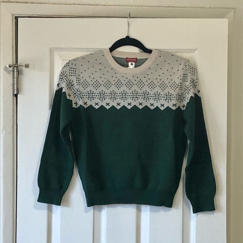 Petit Lem Kids' Fair Isle Organic Cotton Pullover (Big Kid) 8-10 Green - Picture 4 of 8